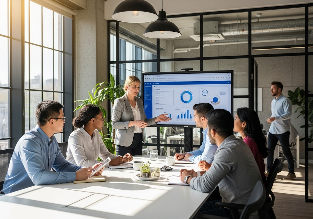 회사 구성원들의 회의 모습